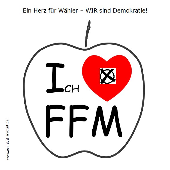  Ein Herz für Waehler. Wir sind DEMOKRATIE. Wir waehlen weil: wir es KOENNEN!< > < >   Die Kandidaten der Oberbuergermeister-Wahl in Frankfurt, 5. Maerz 2023