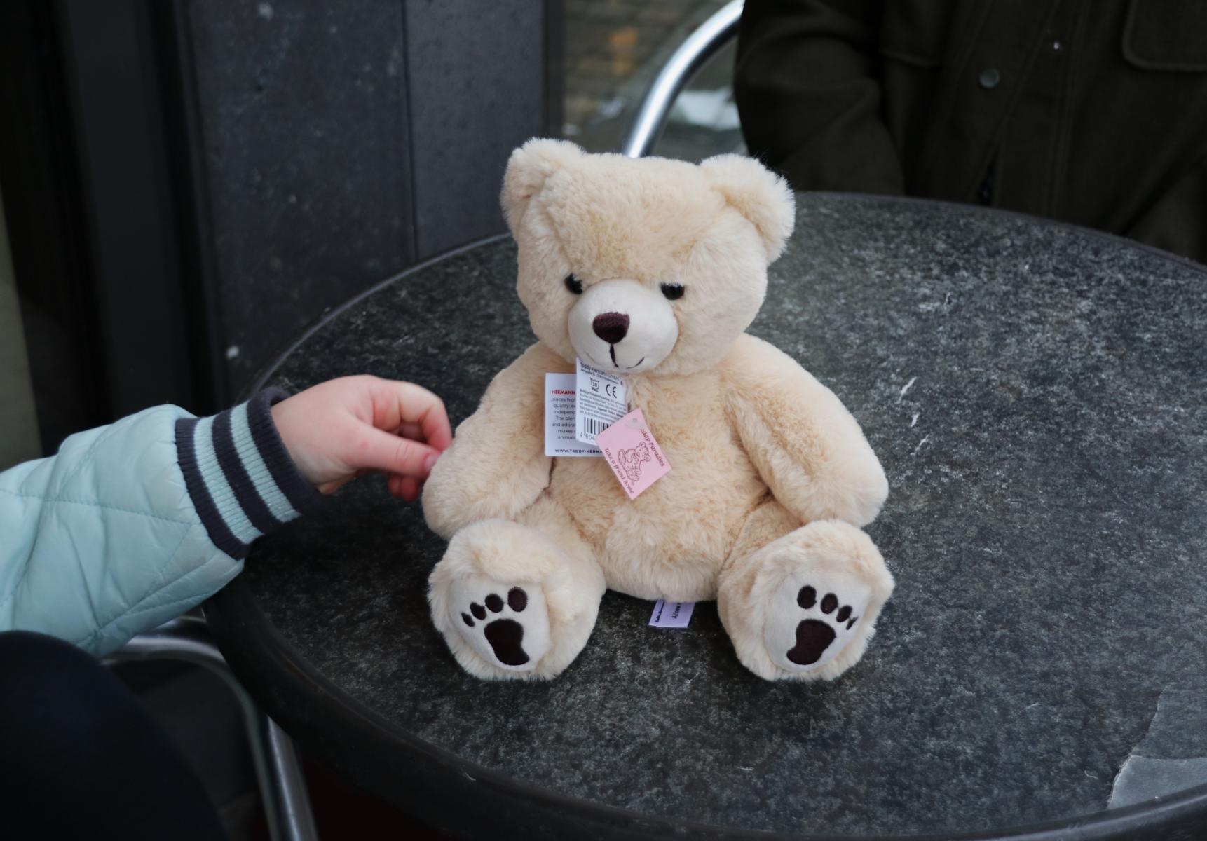 Diesen Teddy stelle ich fuer ein bezauberndes kleines Maedchen hier ein.< >Mit lieben Gruessen aus der Apfel-Herz-Stadt Frankfurt, Geri. < >