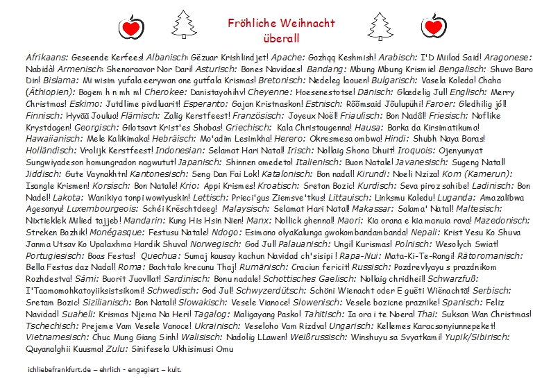 Froehliche Weihnacht!  (in 95 Sprachen)< >