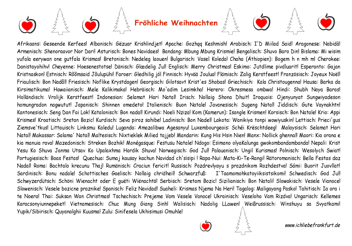 Fr�hliche Weihnachten in 98 Sprachen< >